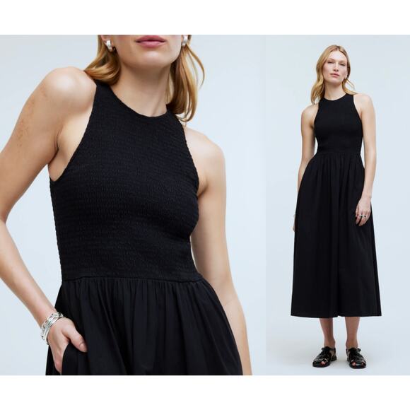 Madewell Dresses & Skirts - Madewell | NWT | The Melody Smocked Midi Dress | True Black | Sz XS